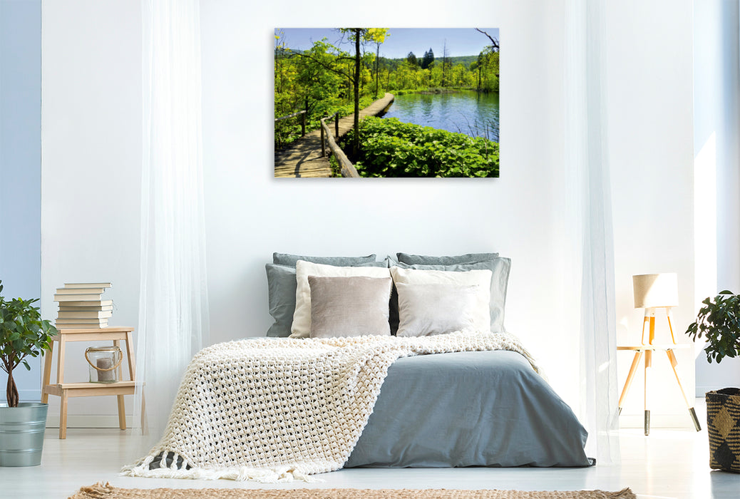 Premium Textil-Leinwand Premium Textil-Leinwand 120 cm x 80 cm quer Ein Motiv aus dem Kalender Die Plitvicer Seen