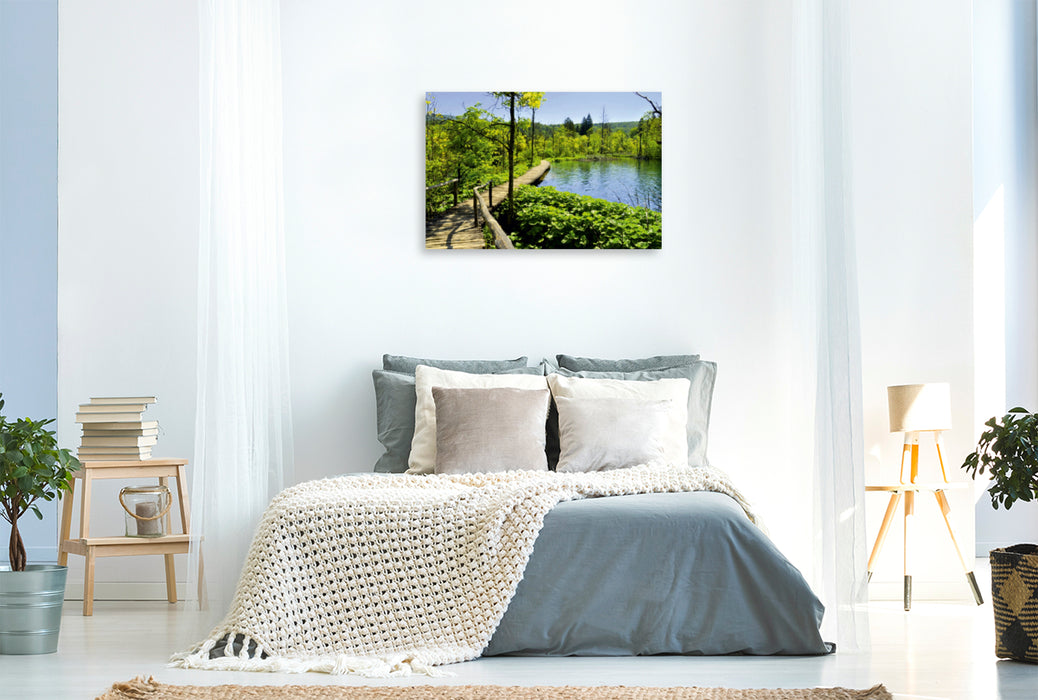 Premium Textil-Leinwand Premium Textil-Leinwand 120 cm x 80 cm quer Ein Motiv aus dem Kalender Die Plitvicer Seen