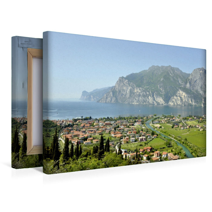 Toile textile premium Toile textile premium 120 cm x 80 cm paysage Italie (Lac de Garde) 