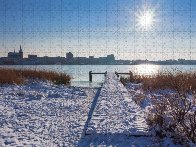 Winter an der Warnow in Rostock - CALVENDO Foto-Puzzle'