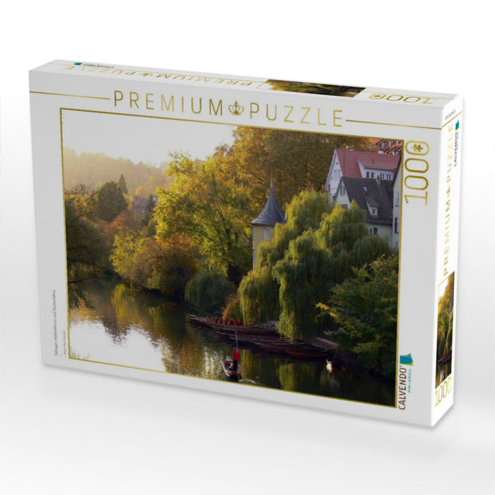 Tübingen, Hölderlinturm und Stocherkähne - CALVENDO Foto-Puzzle'