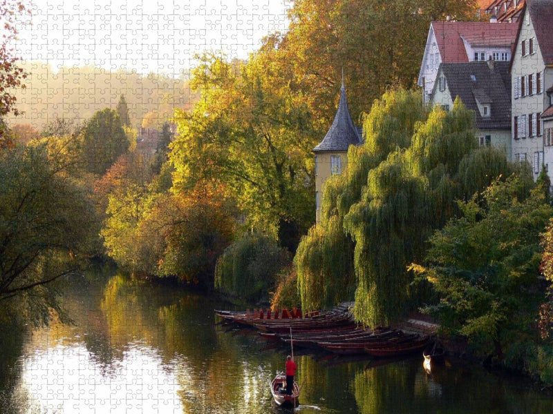 Tübingen, Hölderlinturm und Stocherkähne - CALVENDO Foto-Puzzle'