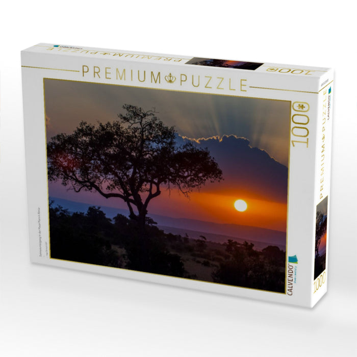 Sonnenuntergang in der Masai Mara in Kenia - CALVENDO Foto-Puzzle'