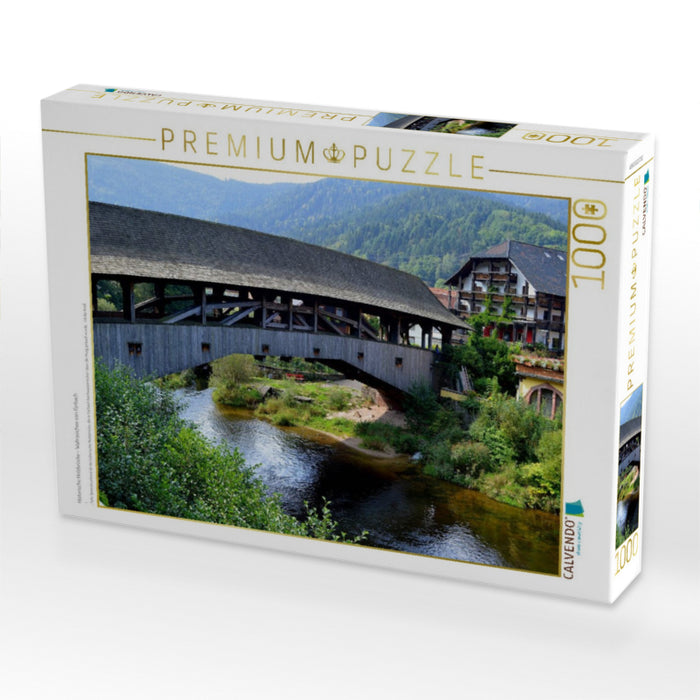 Historische Holzbrücke - Wahrzeichen von Forbach - CALVENDO Foto-Puzzle'