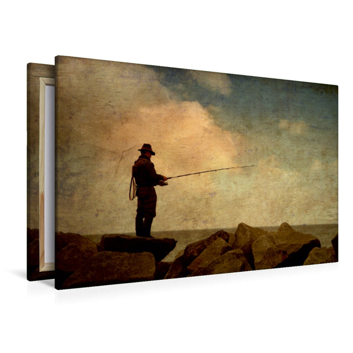 Premium Textil-Leinwand Der nostalgische Angler