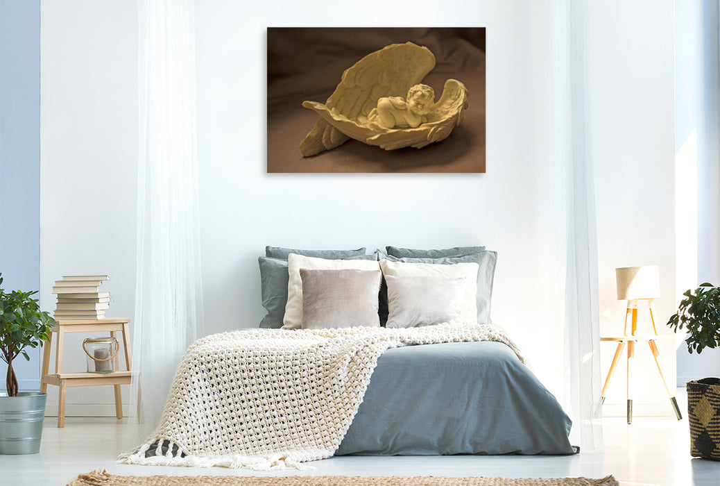 Premium textile canvas Premium textile canvas 120 cm x 80 cm landscape Angel - The words of love 
