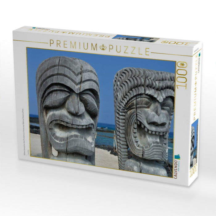 Götzen bewachen den Puuhonua o Honaunau National Historical Park - CALVENDO Foto-Puzzle'