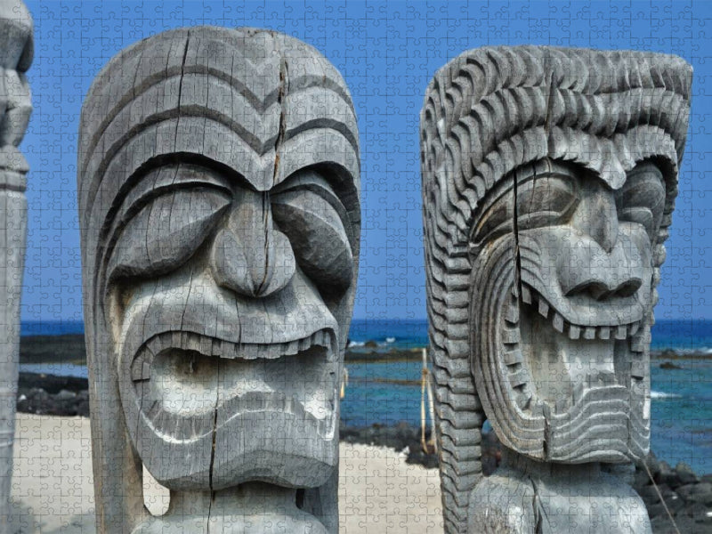 Götzen bewachen den Puuhonua o Honaunau National Historical Park - CALVENDO Foto-Puzzle'