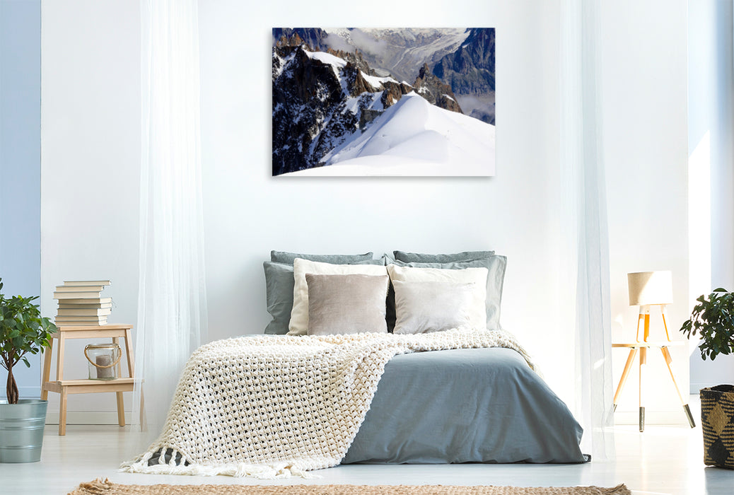 Premium Textil-Leinwand Premium Textil-Leinwand 120 cm x 80 cm quer Mont-Blanc Massif, Frankreich