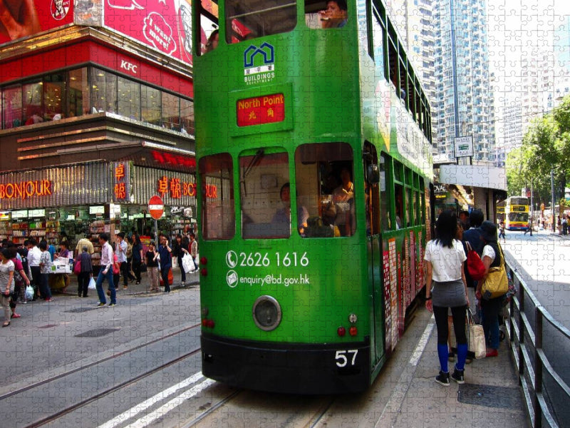 Alte Straßenbahn auf Hongkong Island - CALVENDO Foto-Puzzle'
