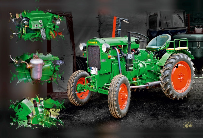Premium Textil-Leinwand Oldtimer Traktor Deutz