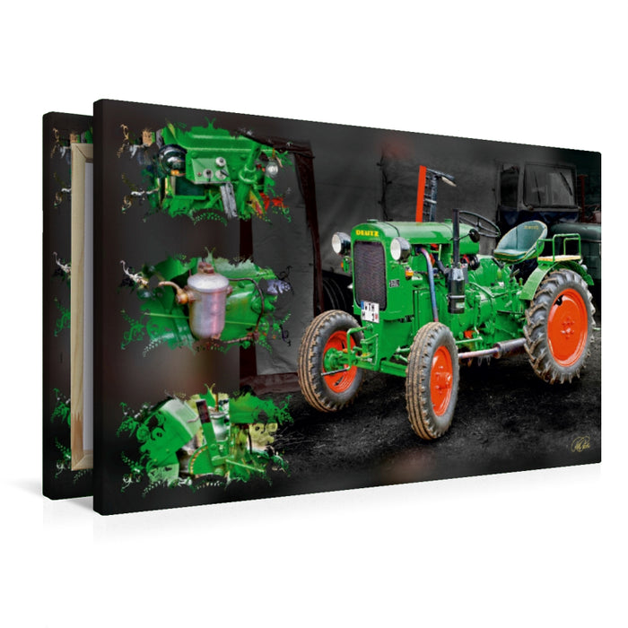 Premium Textil-Leinwand Oldtimer Traktor Deutz