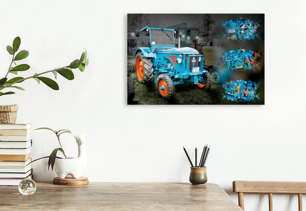 Premium Textil-Leinwand Premium Textil-Leinwand 120 cm x 80 cm quer Oldtimer Traktor Hanomag