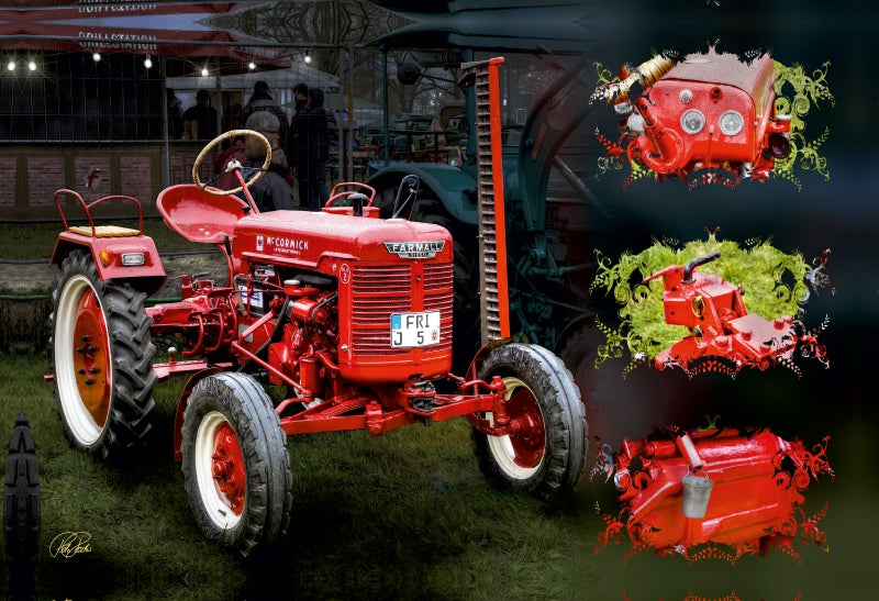 Premium Textil-Leinwand Oldtimer Traktor McCormick