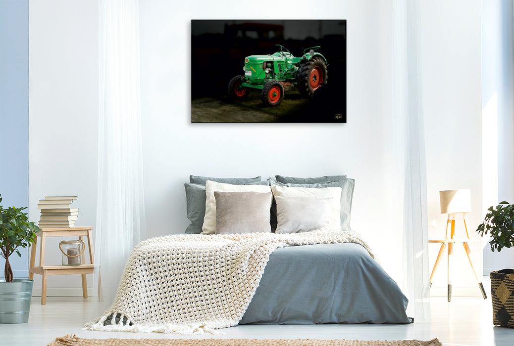 Premium Textil-Leinwand Premium Textil-Leinwand 120 cm x 80 cm quer Oldtimer Traktor Deutz
