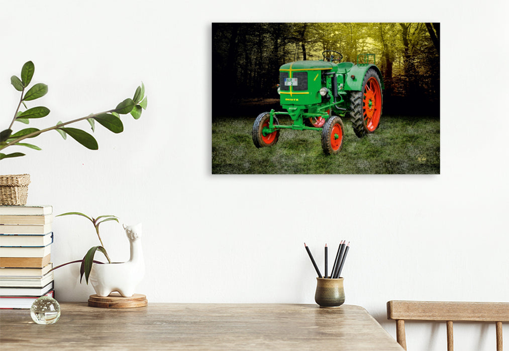 Toile textile premium Toile textile premium 120 cm x 80 cm paysage tracteur vintage Deutz 