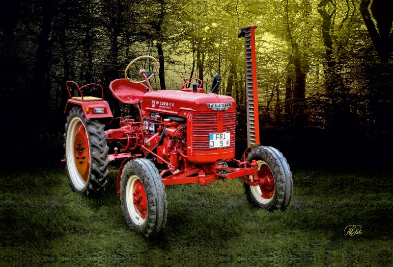 Premium Textil-Leinwand Oldtimer Traktor McCormick