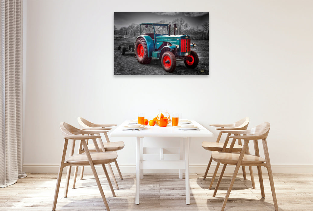 Toile textile premium Toile textile premium 120 cm x 80 cm paysage Tracteur Vintage Hanomag 