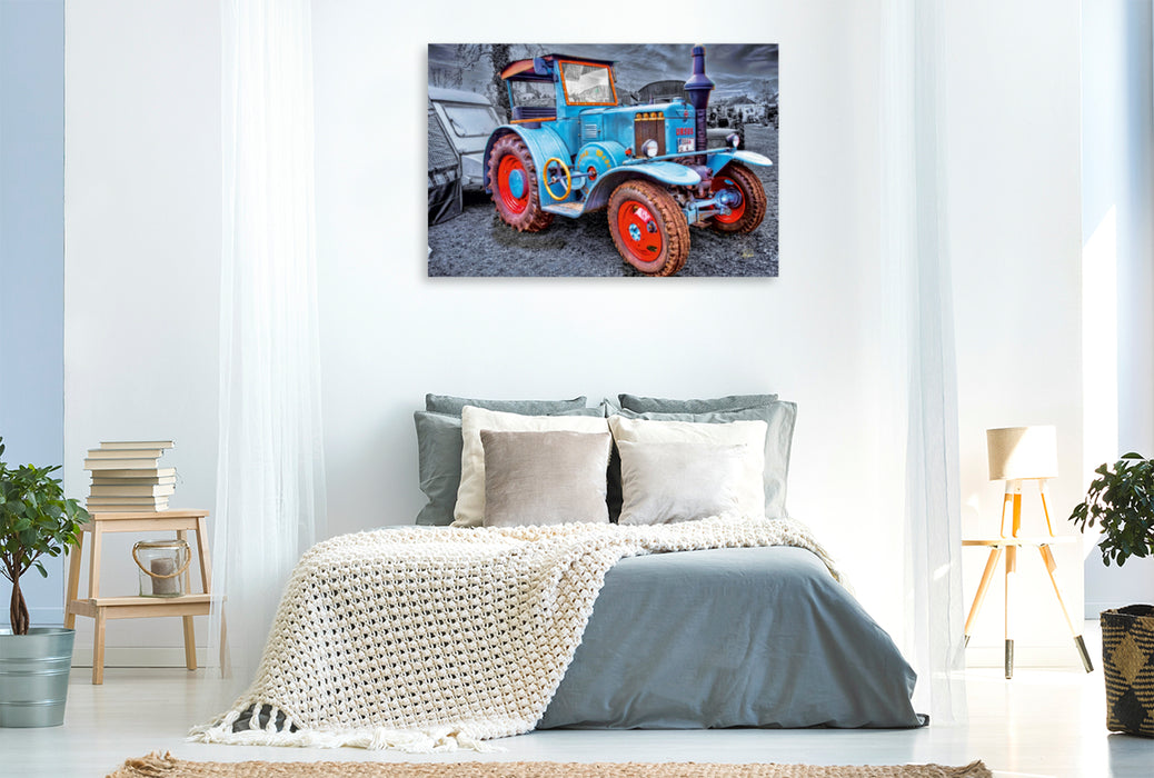 Toile textile premium Toile textile premium 120 cm x 80 cm paysage tracteur vintage Ursus 
