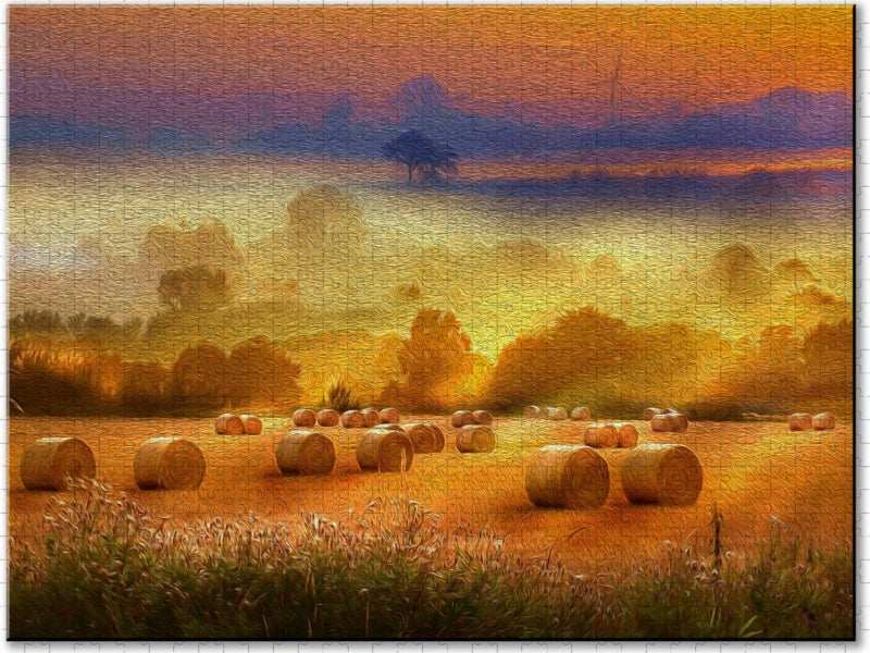 Strohballen auf dem Feld - CALVENDO Foto-Puzzle'