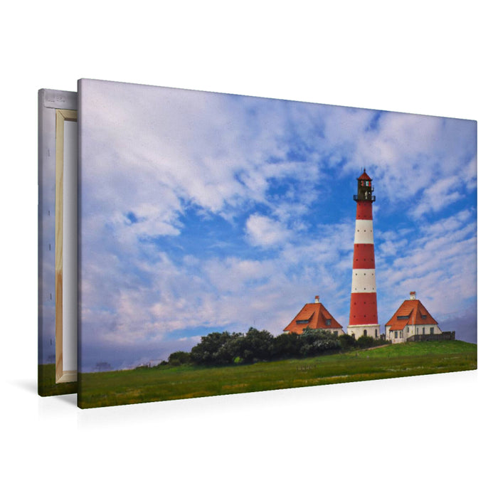 Premium Textil-Leinwand Westerhever Leuchtturm