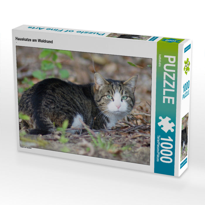 Hauskatze am Waldrand 1000 Teile Puzzle quer - CALVENDO Foto-Puzzle'