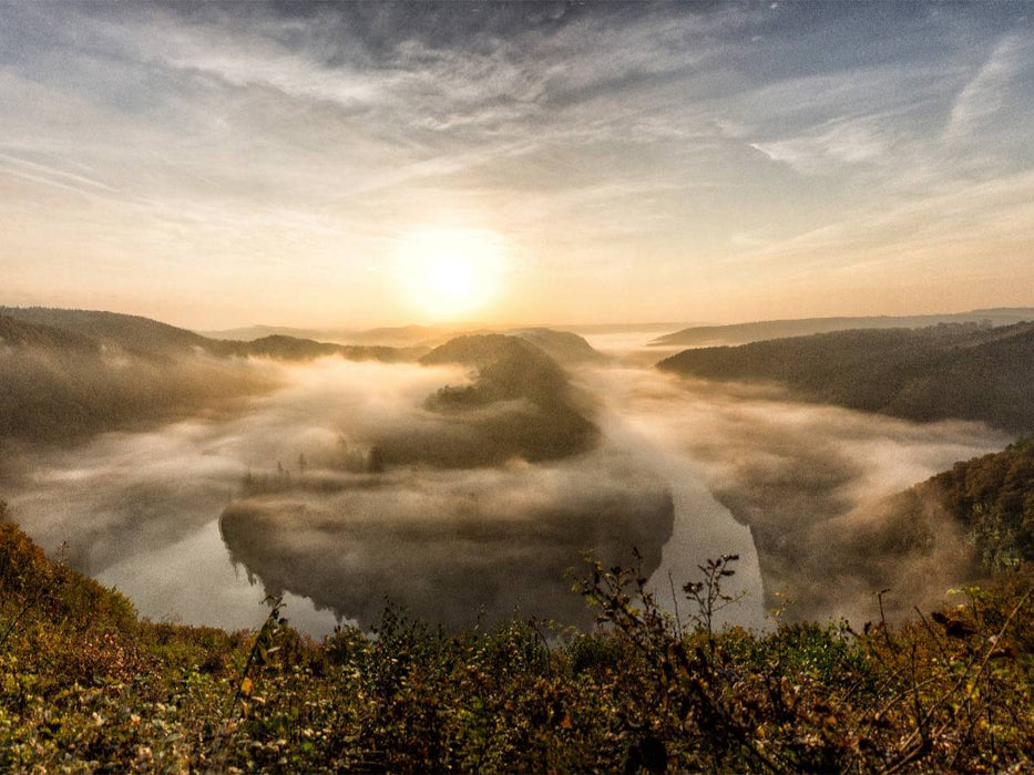 Sonnenaufgang an der Saarschleife - CALVENDO Foto-Puzzle'