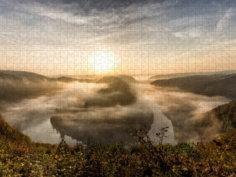 Sonnenaufgang an der Saarschleife - CALVENDO Foto-Puzzle'