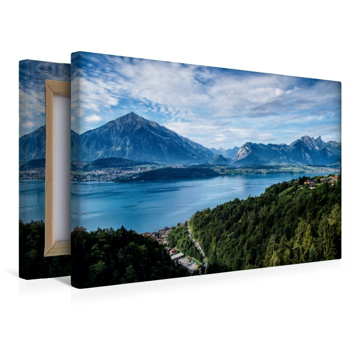 Premium Textil-Leinwand Thunersee mit Niesen