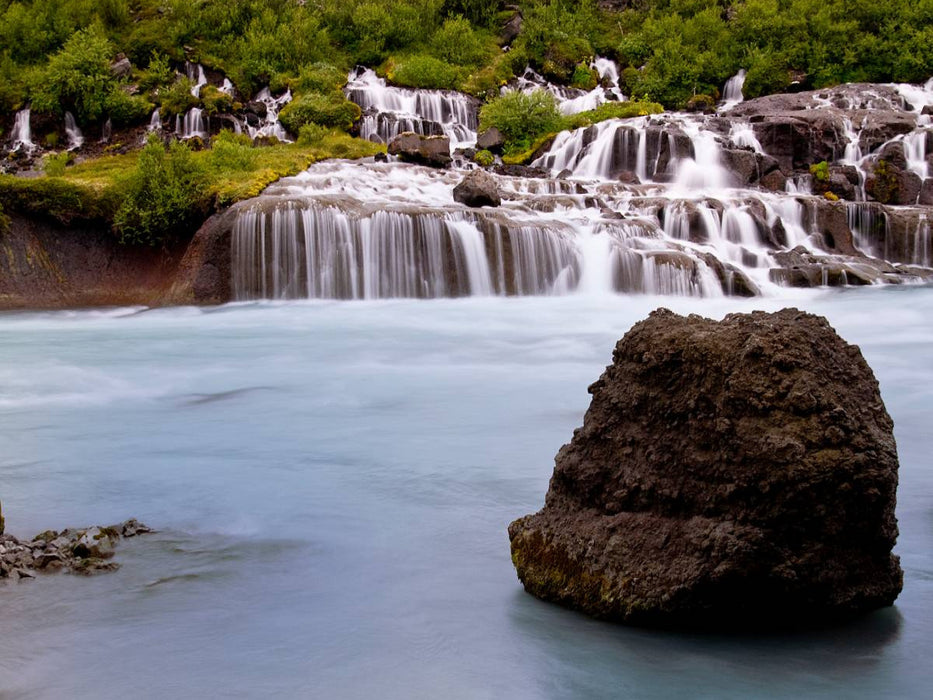Hraunfossar – Wasserfall in Westisland 1000 Teile Puzzle quer - CALVENDO Foto-Puzzle'