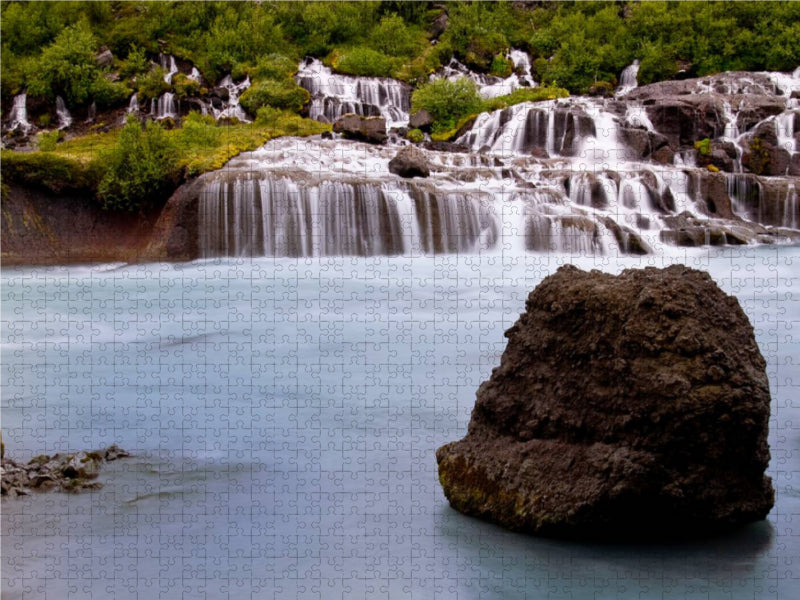 Hraunfossar – Wasserfall in Westisland 1000 Teile Puzzle quer - CALVENDO Foto-Puzzle'