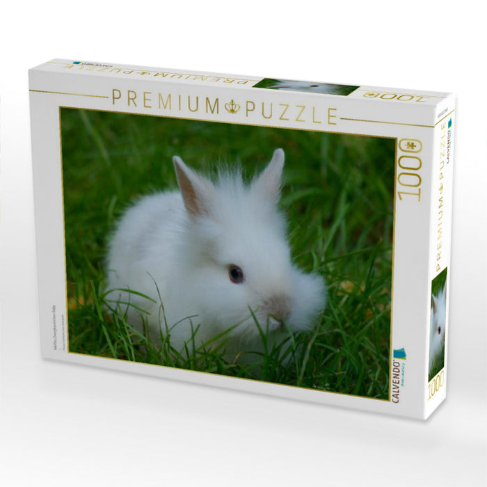 Weißes Zwergkaninchen Baby - CALVENDO Foto-Puzzle'