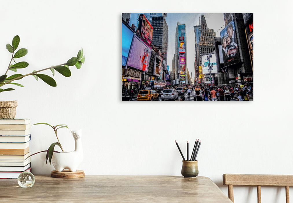 Toile textile haut de gamme Toile textile haut de gamme 120 cm x 80 cm paysage Vues de la ville de New York - Time Square 