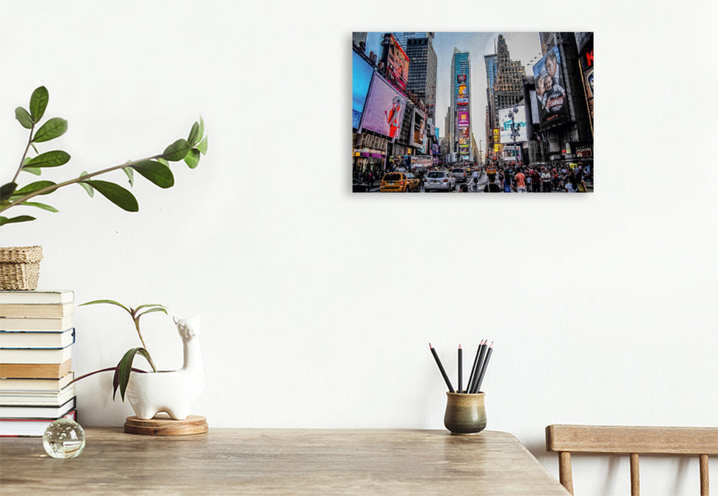 Toile textile haut de gamme Toile textile haut de gamme 120 cm x 80 cm paysage Vues de la ville de New York - Time Square 