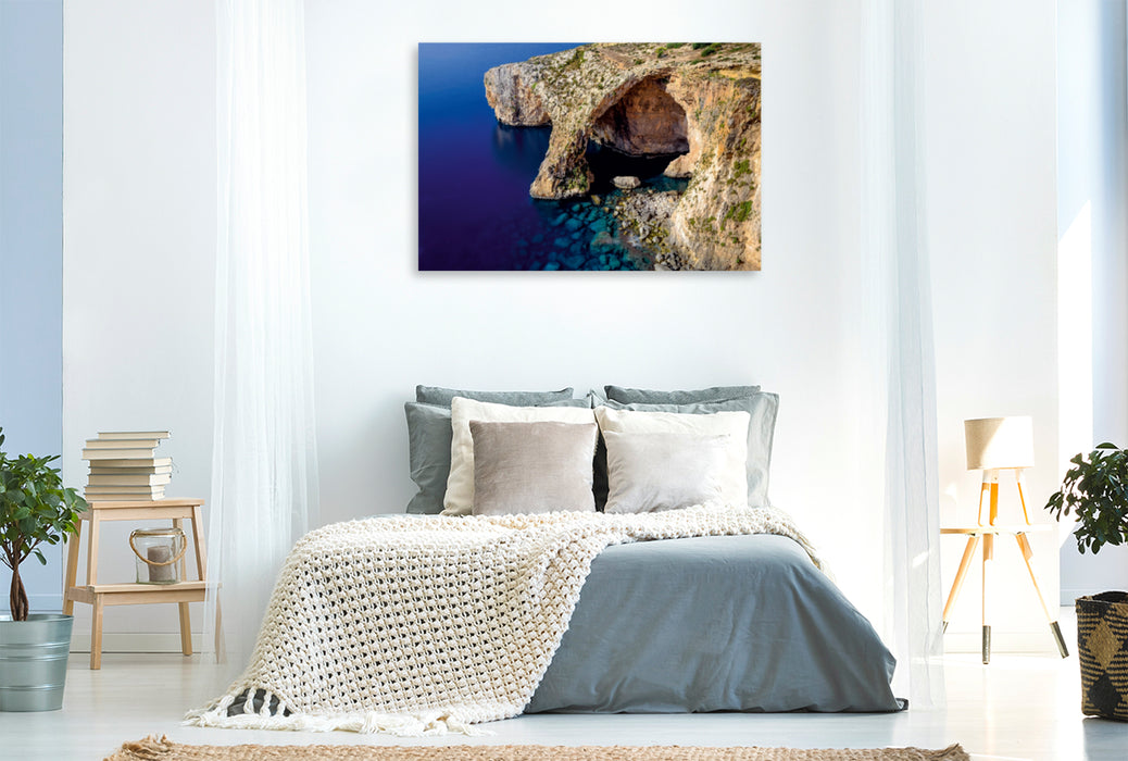 Premium Textil-Leinwand Premium Textil-Leinwand 120 cm x 80 cm quer Blaue Grotte, Malta