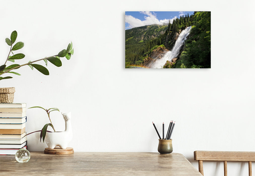 Premium textile canvas Premium textile canvas 75 cm x 50 cm landscape Rainbow at the Krimml waterfalls in the Salzburger Land (Austria) 