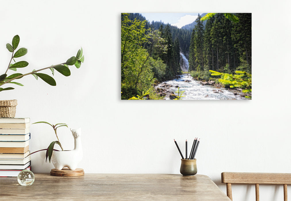 Premium textile canvas Premium textile canvas 75 cm x 50 cm landscape Krimml waterfalls in the Salzburger Land (Austria) 