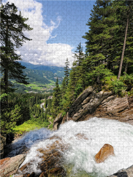 Blick von der Schettkanzel am Krimmler Wasserfall (Österreich) 1000 Teile Puzzle hoch - CALVENDO Foto-Puzzle'
