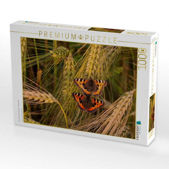Fuchs-Schmetterlingspaar im Weizenfeld - CALVENDO Foto-Puzzle'