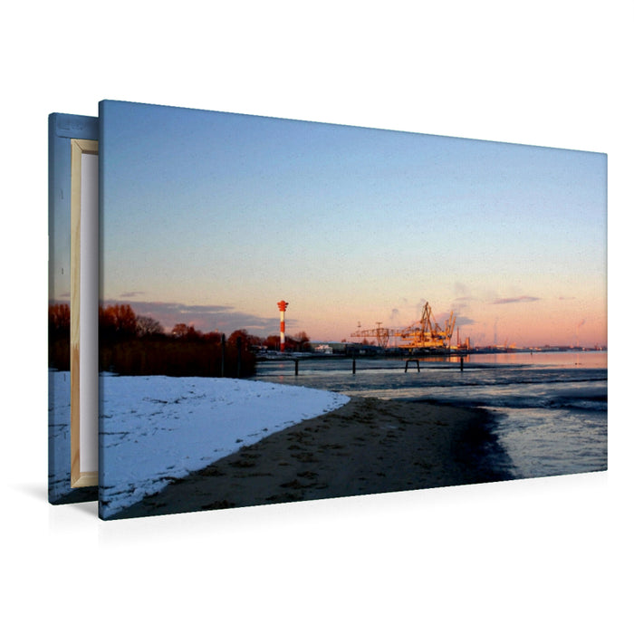 Premium Textil-Leinwand Winter am Weserstrand