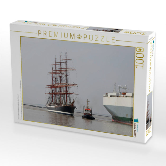 Viermastbark Sedov läuft in den Emder Hafen ein - CALVENDO Foto-Puzzle'