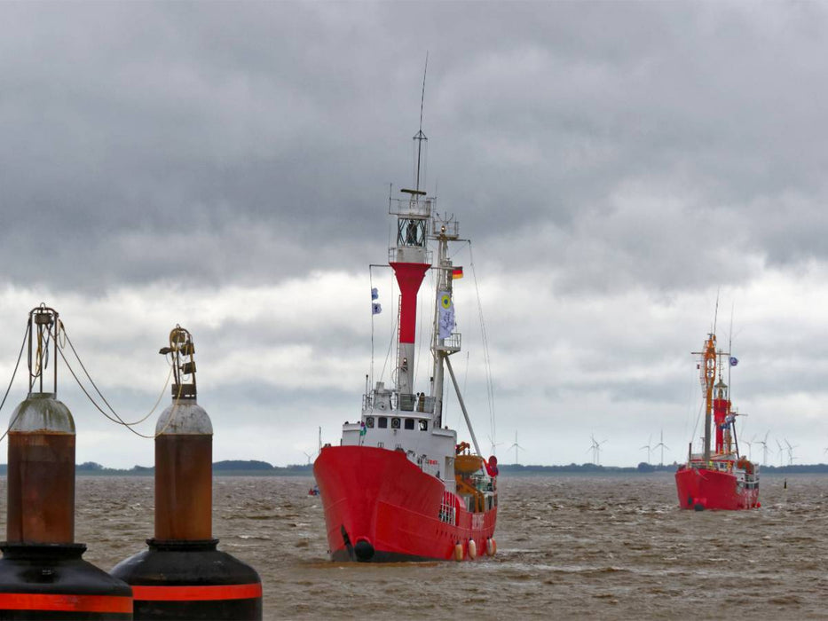Feuerschiff Borkum Riff und Elbe 1 auf dem Dollart - CALVENDO Foto-Puzzle'