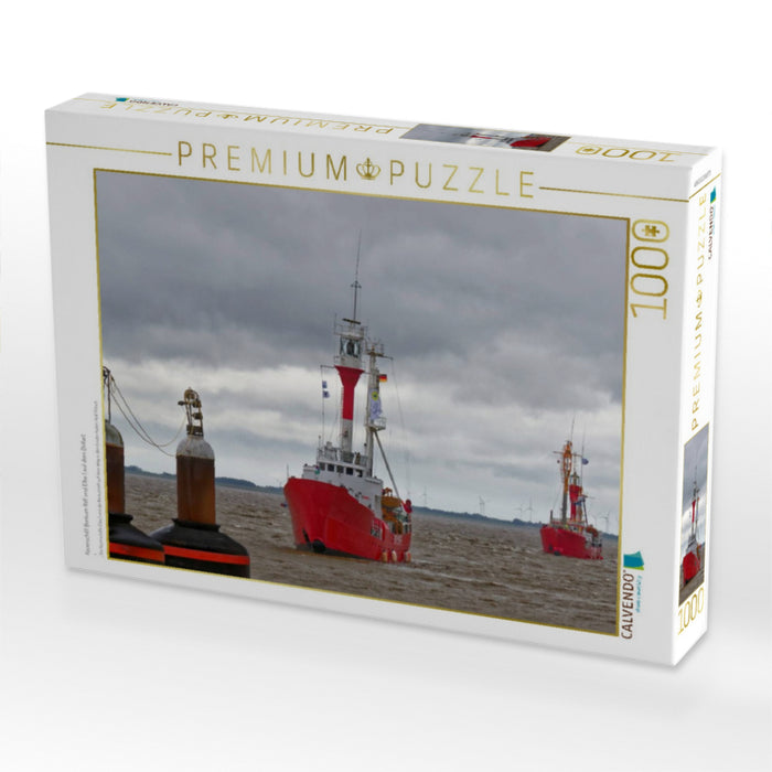 Feuerschiff Borkum Riff und Elbe 1 auf dem Dollart - CALVENDO Foto-Puzzle'