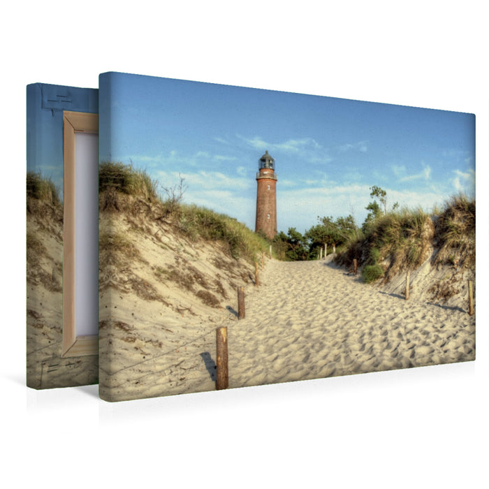Premium Textil-Leinwand Leuchtturm Prerow