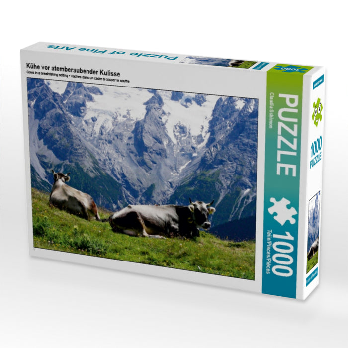 Kühe vor atemberaubender Kulisse 1000 Teile Puzzle quer - CALVENDO Foto-Puzzle'
