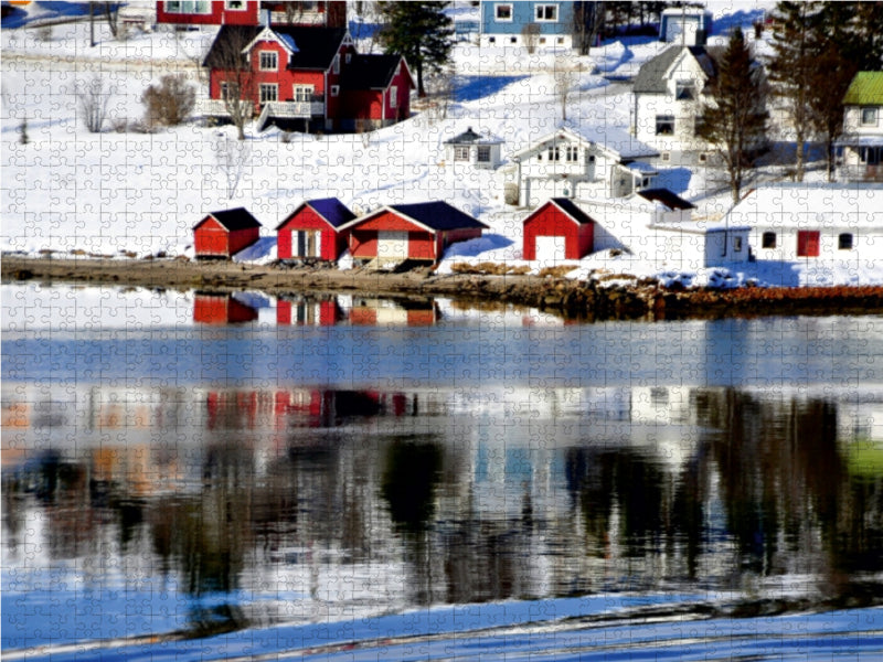 Siedlung auf dem Weg nach Tromsø 1000 Teile Puzzle quer - CALVENDO Foto-Puzzle'