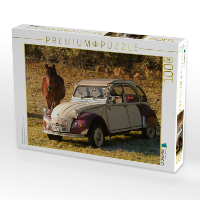 Citroën 2 CV Dolly mit Pferd - CALVENDO Foto-Puzzle'