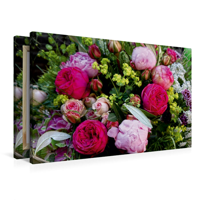 Toile textile premium Toile textile premium 120 cm x 80 cm paysage Bouquet de fleurs coloré 