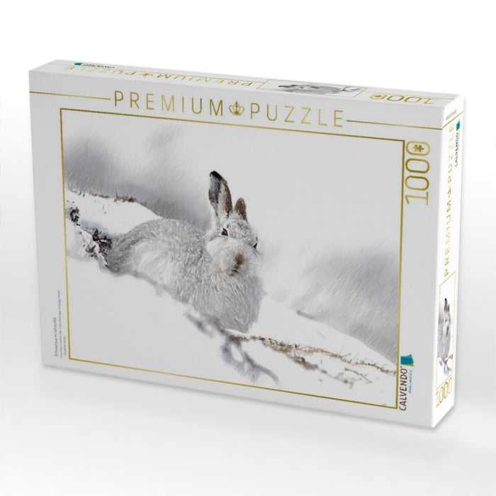 Schneehase im Winterfell - CALVENDO Foto-Puzzle'