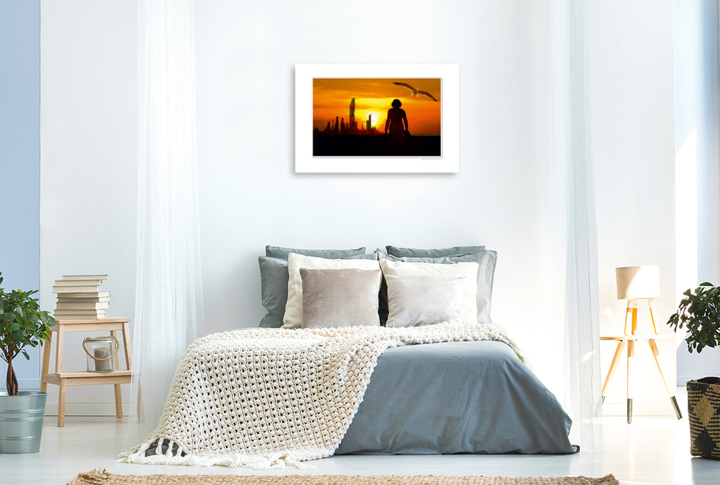 Premium Textil-Leinwand Premium Textil-Leinwand 120 cm x 80 cm quer Ein Motiv aus dem Kalender Emotional Moments: Die Skyline von New Holz City. / UK-Version